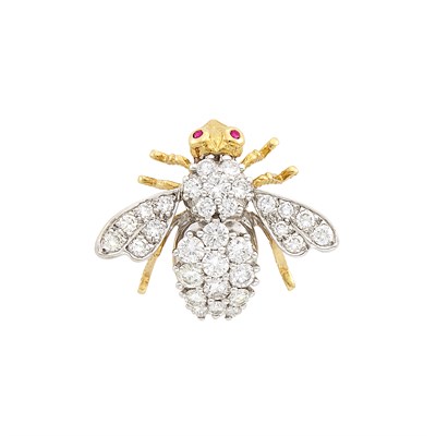 Lot 91 - Two-Color Gold and Diamond Bee Pin, Herbert Rosenthal