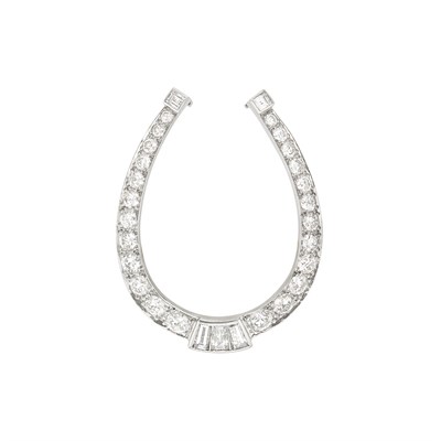Lot 489 - Platinum and Diamond Horseshoe Brooch
