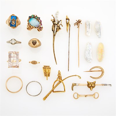 Lot 1790 - Group of Gold and Low Karat Gold Jewelry