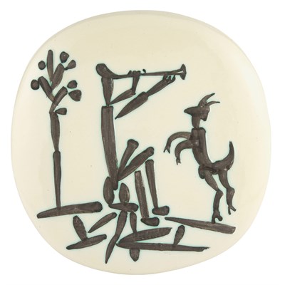 Lot 172 - Pablo Picasso JOUEUR DE FLÛTE ET CHÈVRE (A.R....