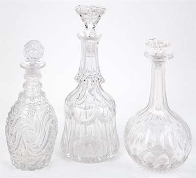 Lot 158 - Three Pairs of English Cut Glass Decanters...
