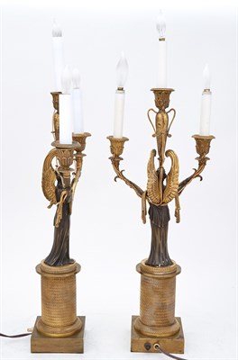 Lot 519 - Pair of Restauration Patinated and Gilt-Bronze...