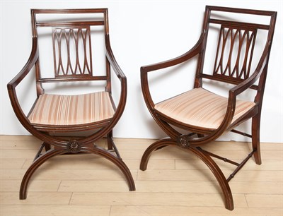Lot 245 - Pair of Regency Style Mahogany Armchairs...