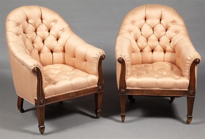 Lot 445 - Pair of George III Style Mahogany Bergères...