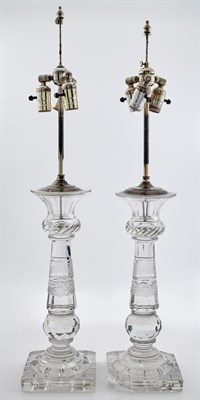 Lot 117 - Pair of Oversize Wheel-Engraved Cut Glass...