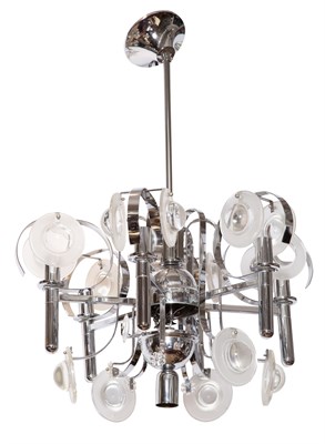 Lot 291 - Chrome Plated Metal and Glass Six-Light...
