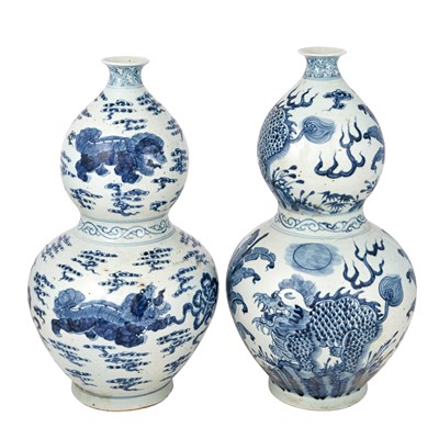Lot 128 - Two Similar Chinese Blue and White Porcelain...