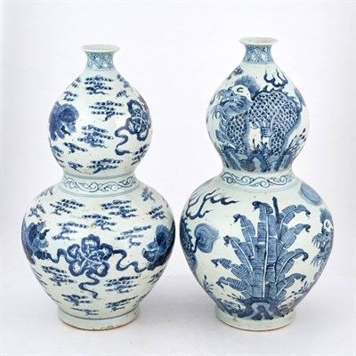Lot 128 - Two Similar Chinese Blue and White Porcelain...