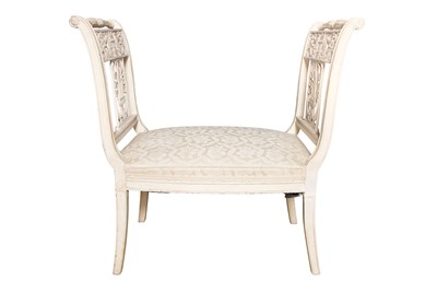 Lot 221 - Continental White Painted Upholstered Bench...