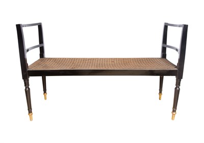 Lot 224 - Black Painted Wood and Rope Bench Height 28...