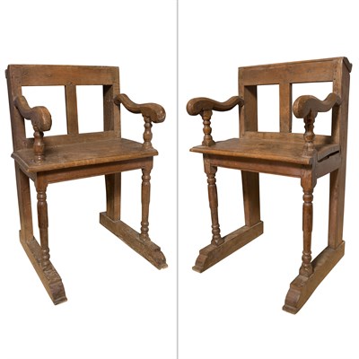 Lot 261 - Pair of Continental Oak Church Seats