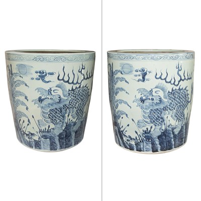 Lot 127 - Pair of Chinese Blue and White Ceramic...