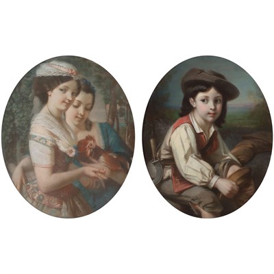 Lot 70 - Constant Brochart French, 1816-1899 Two Girls...