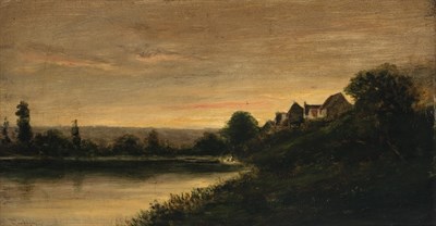 Lot 99 - French School 19th Century House by a Lake...