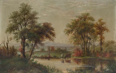 Lot 91 - American School 19th Century Cows by a River...