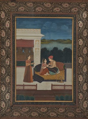 Lot 348 - Indian School Lovers on a Veranda, 19h century...