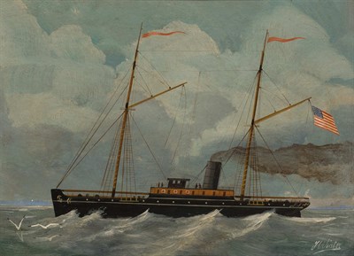 Lot 87 - American School 20th Century Steamship Signed...
