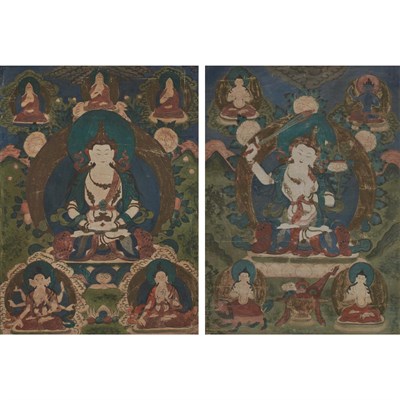 Lot 346 - Two Buddhist Tibetan Thangka of the White Tara...