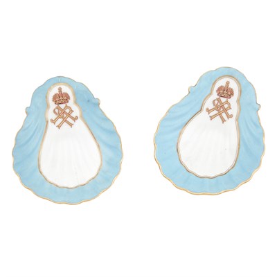 Lot 342 - Pair of Russian Porcelain Oyster Dishes With...