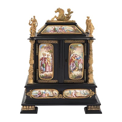 Lot 340 - Vienna Style Enamel and Gilt Metal Mounted...