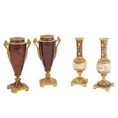 Lot 289 - Pair of French Gilt Bronze Mounted Glazed...