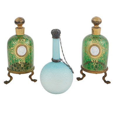 Lot 165 - English Silver Mounted Satin Glass Scent...