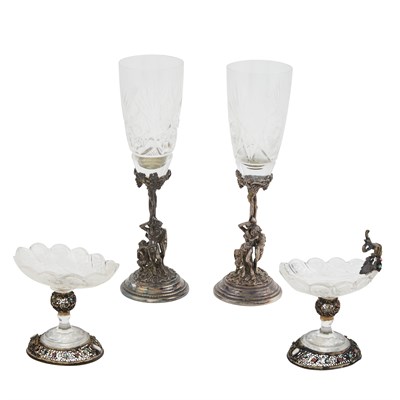 Lot 352 - Pair of Renaissance Style Silver Mounted Cut...