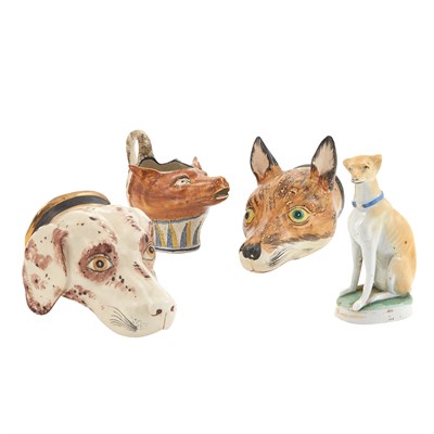 Lot 185 - Two English Pottery Stirrup Cups One a fox...