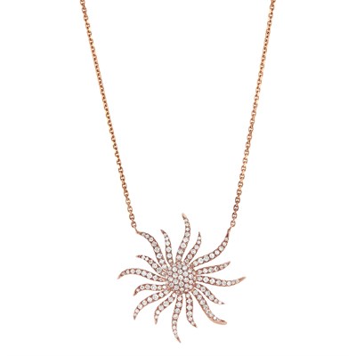 Lot 69 - Rose Gold and Diamond Starburst Pendant Necklace