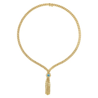 Lot 135 - Gold and Treated Blue Diamond Necklace