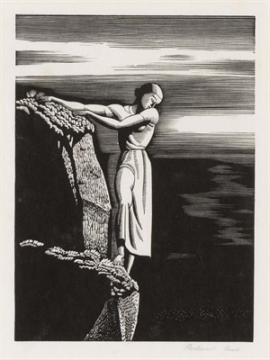 Lot 102 - Rockwell Kent (1882-1971) GIRL ON A CLIFF...