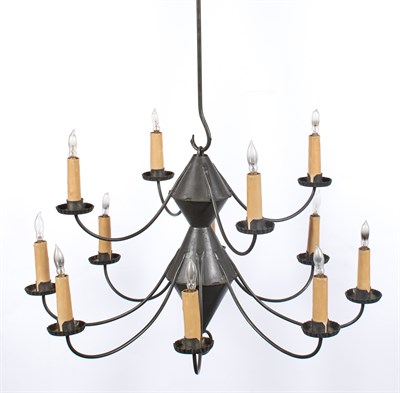 Lot 272 - Tôle Twelve-Light Chandelier Of two tier form....