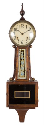 Lot 291 - American Mahogany and Eglomisé Banjo Clock...