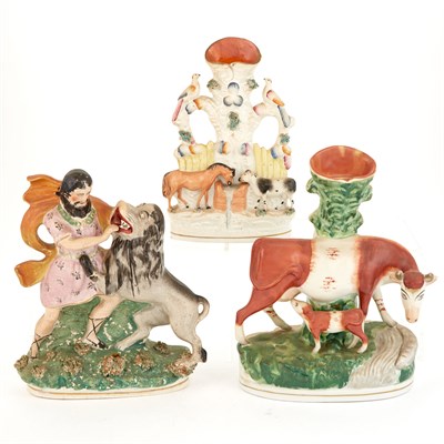 Lot 335 - Group of Staffordshire Pottery Figures and...