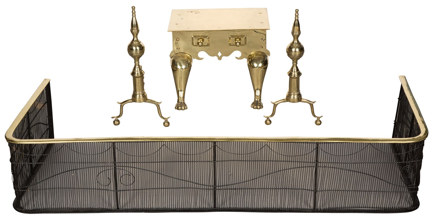 Lot 229 - Group of Brass Fireplace Equipment 19th/20th...