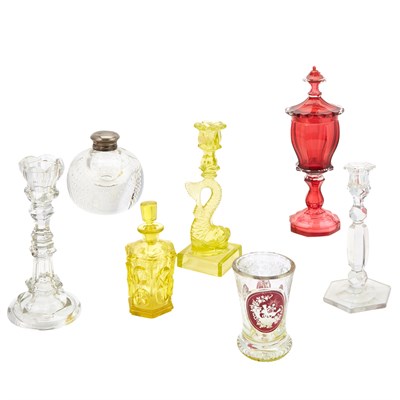 Lot 205 - Group of Pressed and Cut Glass Table Articles...