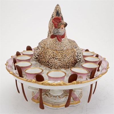 Lot 282 - Pirkenhammer Porcelain Nesting Hen Form Egg...