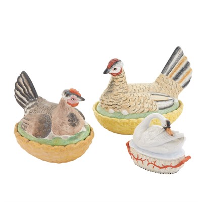Lot 197 - Two Ceramic Nesting Hen Covered Dishes;...