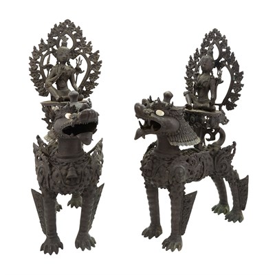 Lot 331 - Pair of Asian Patinated Metal Figures of...