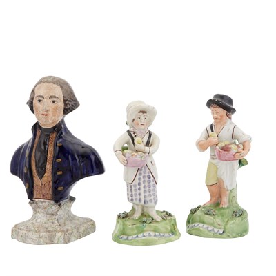 Lot 142 - Pair of Staffordshire Pottery Figures of a...