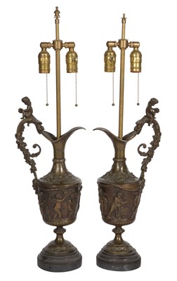 Lot 208 - Pair of Neoclassical Style Patinated Bronze...