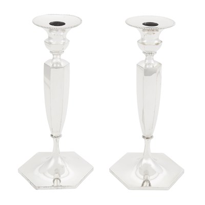 Lot 357 - Pair of Sterling Silver Candlesticks Shreve,...