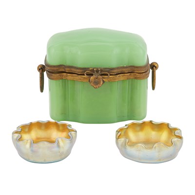 Lot 284 - Pair of Tiffany Favrile Glass Salts Signed L.C....