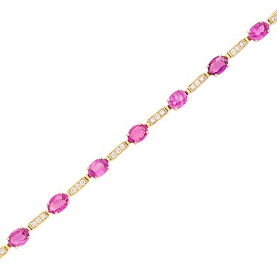 Lot 96 - Gold, Pink Sapphire and Diamond Bracelet, Bulgari