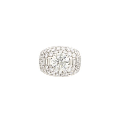 Lot 513 - Platinum and Diamond 'Trombino' Ring, Bulgari