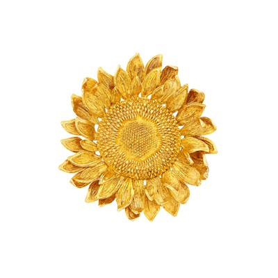 Lot 70 - Gold Sunflower Clip-Brooch, Asprey