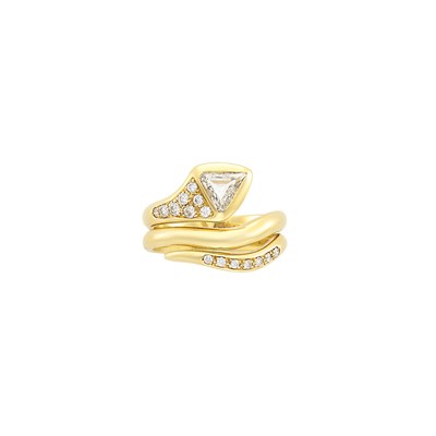 Lot 20 - Gold and Diamond Snake Ring