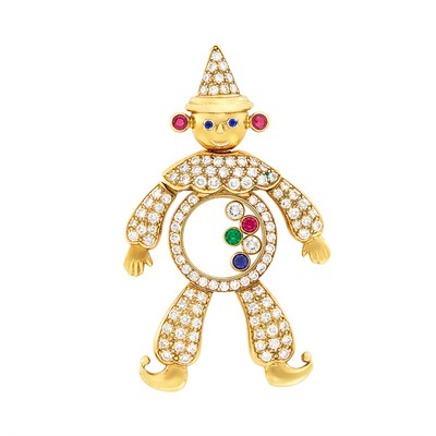 Lot 42 - Gold, Diamond, Gem-Set and Crystal 'Happy' Clown Pendant, Chopard