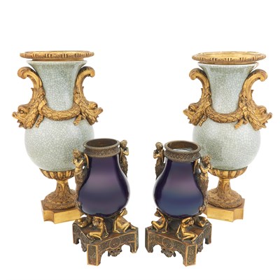 Lot 216 - Pair of Louis XVI Style Gilt-Metal Mounted...
