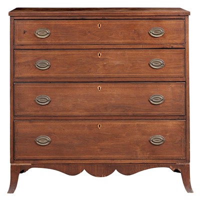 Lot 309 - Federal Inlaid Walnut Chest of Drawers...